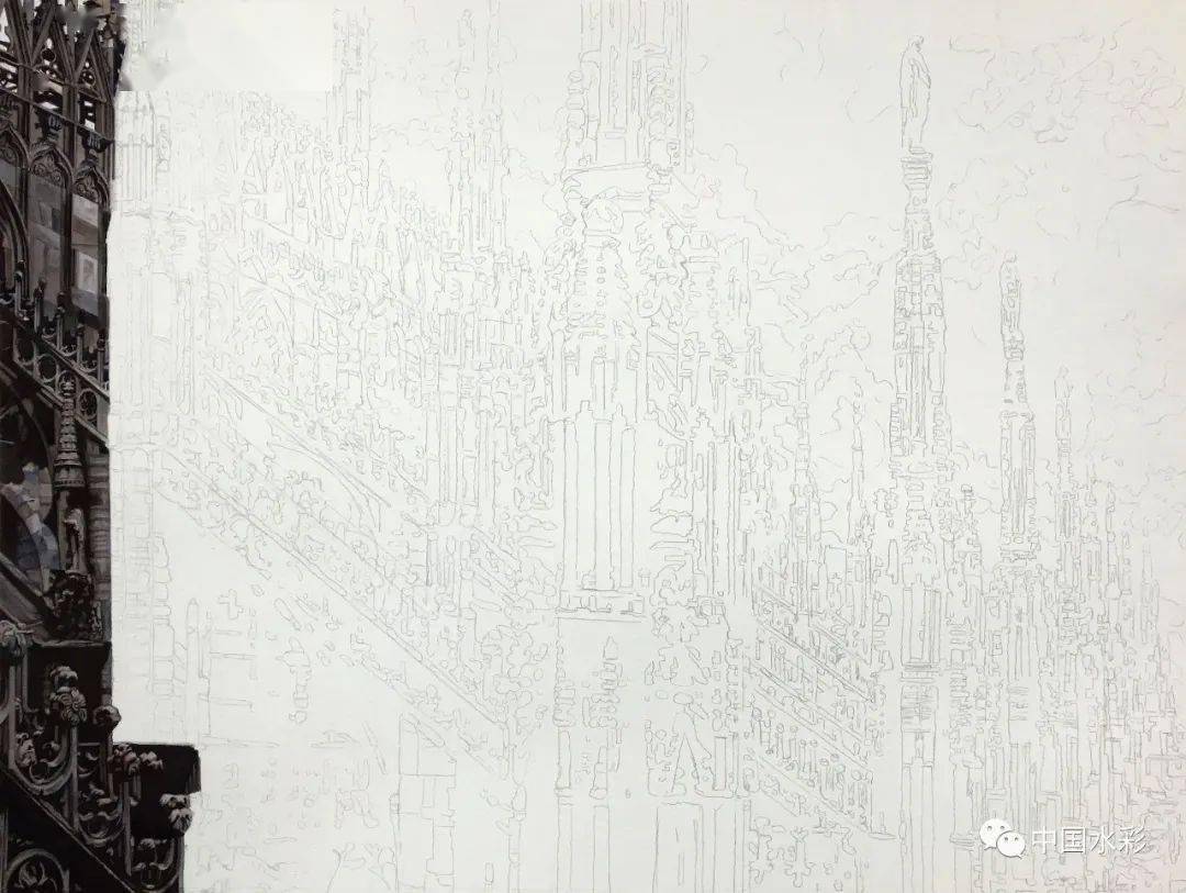 看跪了他笔下的米兰大教堂堪称史诗级别的手绘细节惊人附步骤图