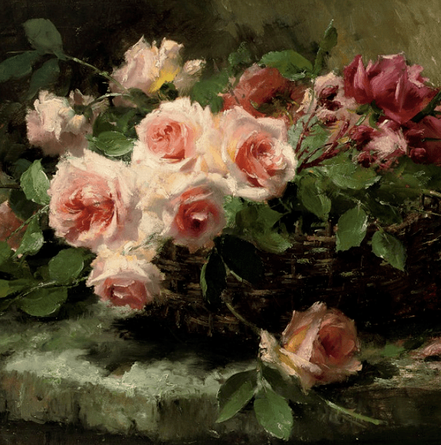比利时艺术家弗朗斯·莫特尔曼斯画笔下的粉色月季玫瑰,尤其受人关注!