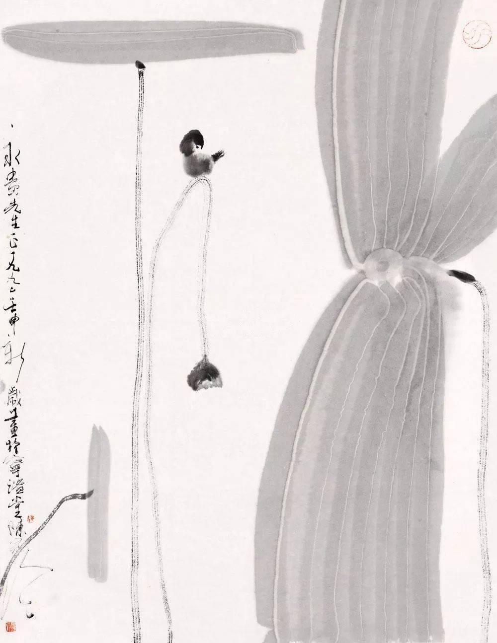 一尘不染的荷画,太美了_陈家泠