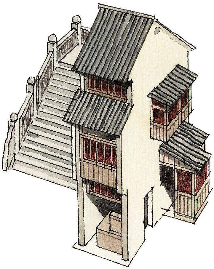 江南地區水路多,所以民居多為樓房,以節省地面空間.