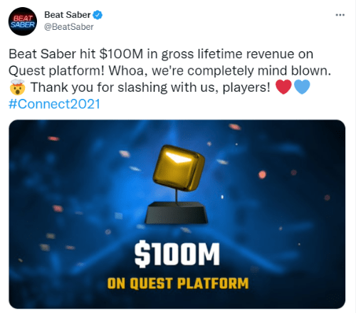 游戏|《节奏光剑》新成就：Quest平台总收入突破1亿美元