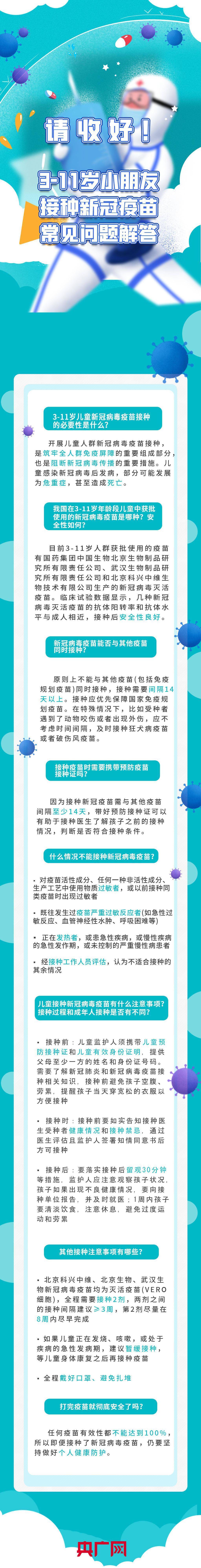 病毒|3-11周岁人群新冠病毒疫苗接种常见问答