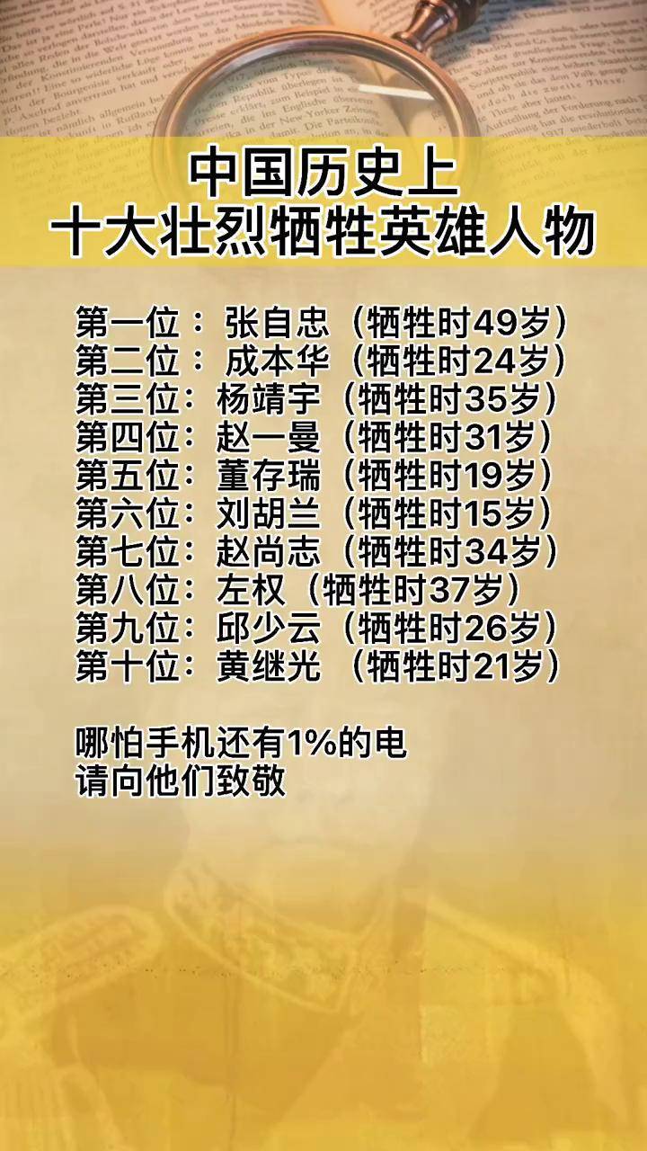 中国历史上十大壮烈牺牲英雄人物历史致敬英雄历史知识教育