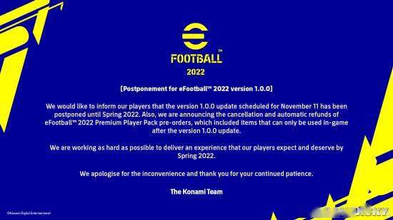平台|《eFootball》1.0更新推迟至明年 预购会自动退款