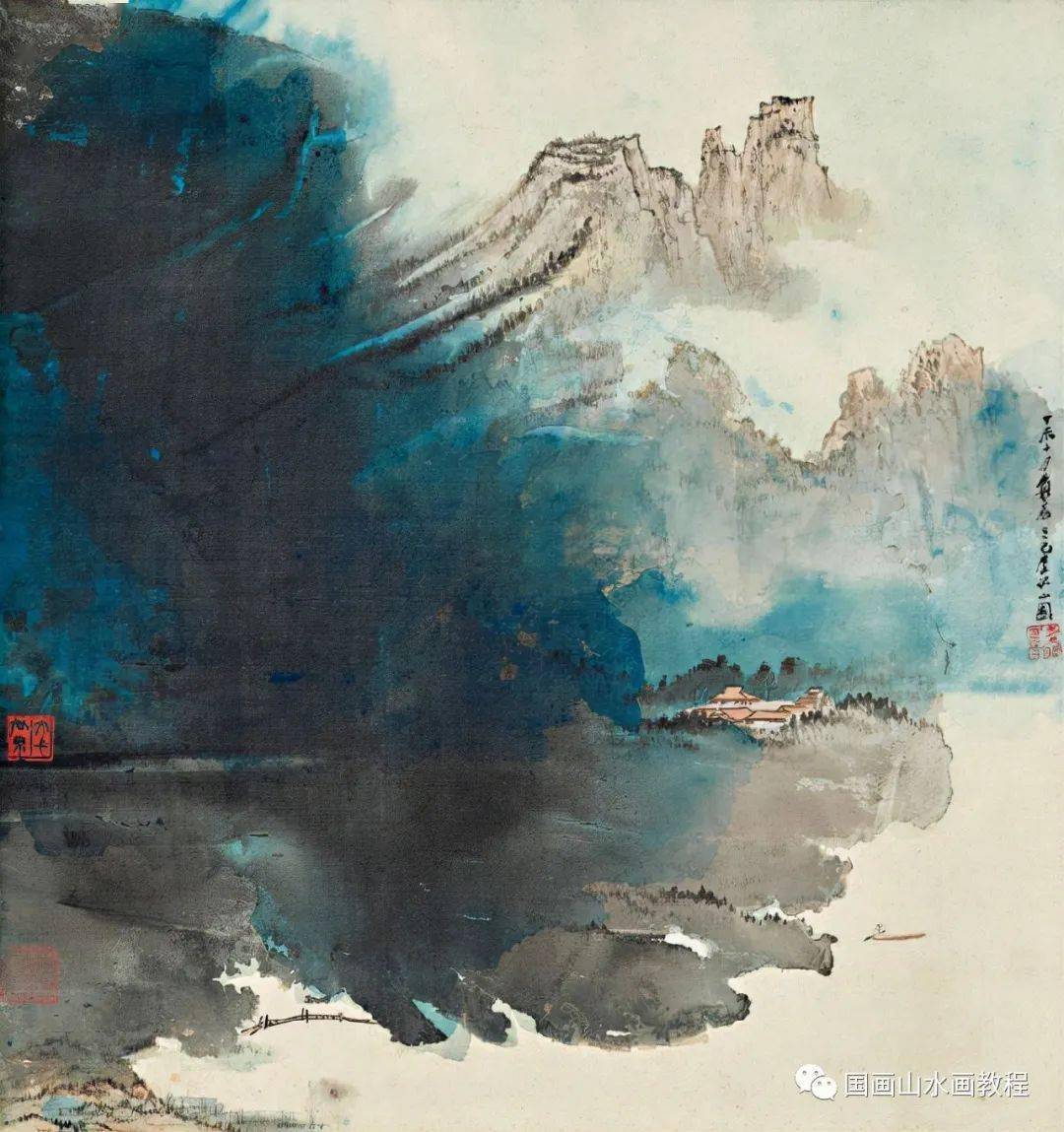 60幅国画大师张大千的泼墨泼彩山水画作品赏析