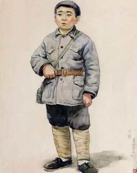 《小八路》纸本水彩 38.5x29.