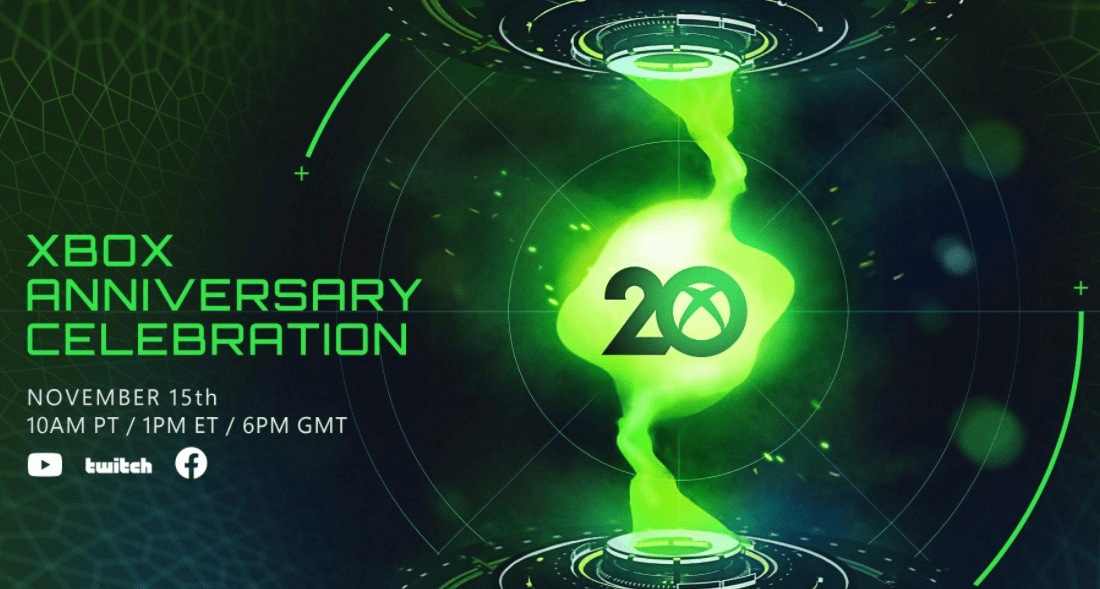 微软 Xbox 20 周年庆典直播将于 11 月 16 日举行