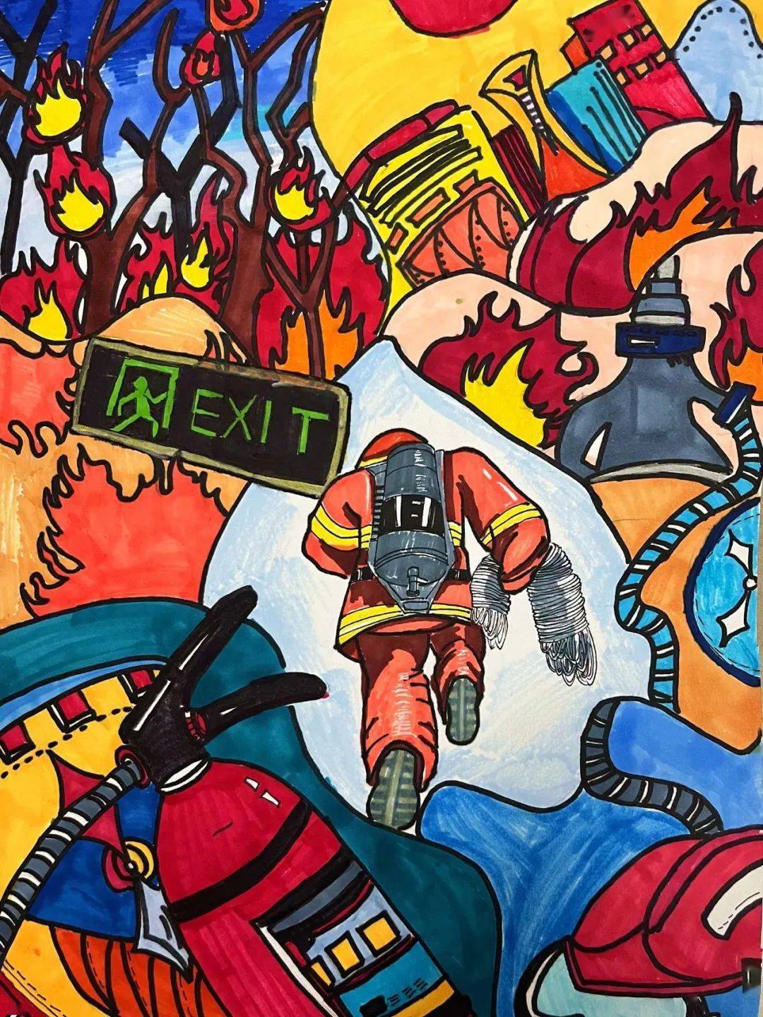 消防宣传月系列报道七丨岳阳市学生消防安全教育主题美术作品展一