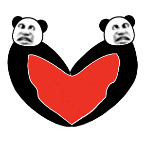 好怪的爱心熊猫头表情包