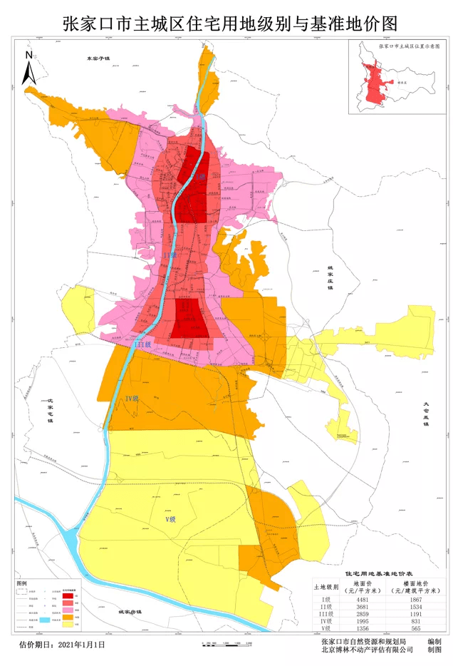 地块等级分布图,点击查看大图张家口市主城区(桥东区,桥西区,张家口