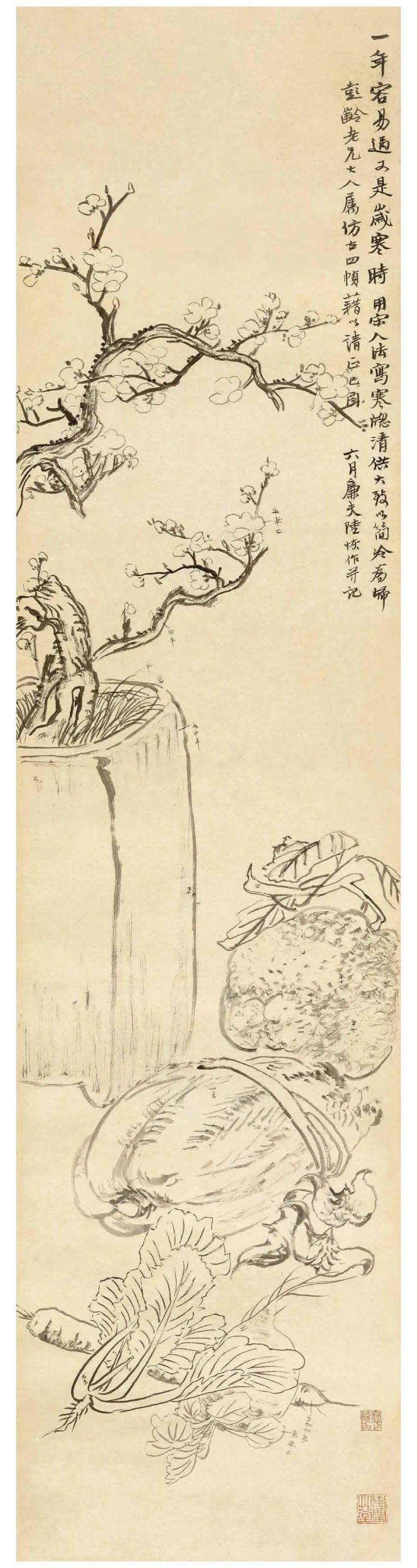 陆抑非先生教学示范作品之白描画稿