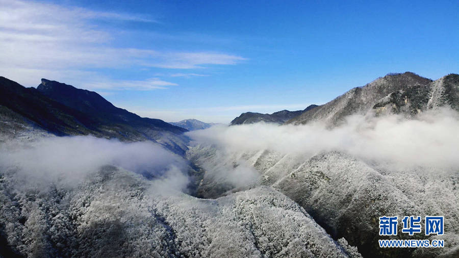 十堰|湖北十堰：雪后十八里长峡 半山皑皑半山红