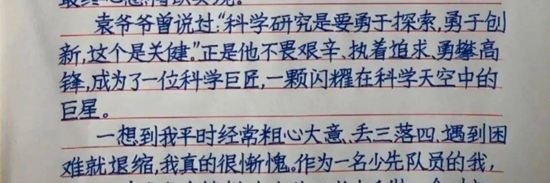 8歲孩子作文我最敬佩的人袁隆平寫出神仙字體