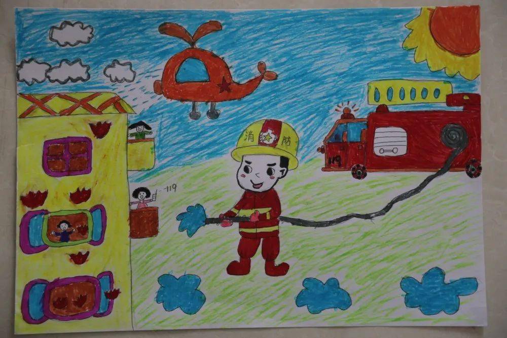 我是小小小消防员绘画图片