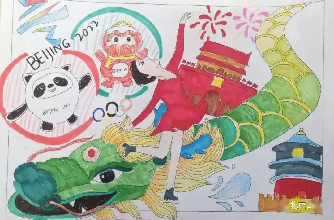 郎府中学开展"相约北京 我为冬奥加油"主题绘画活动_中国_初二_运动