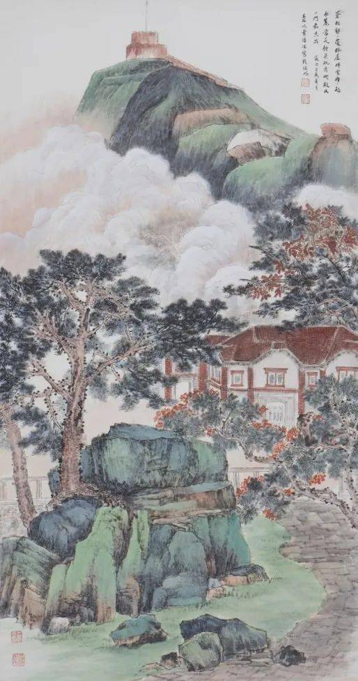 部分作品展示 ▲长汀古桥 石进旺,当代著名山水画家