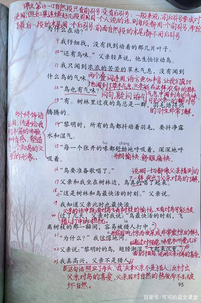 三年级上册语文23父亲树林和鸟课堂笔记作文写法宝典