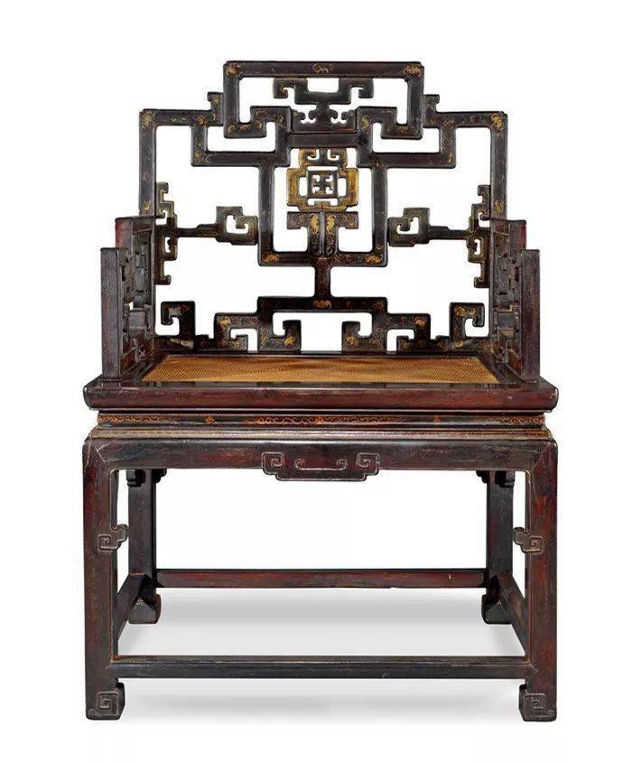 清雍正 御制紫檀描金百福纳吉扶手椅