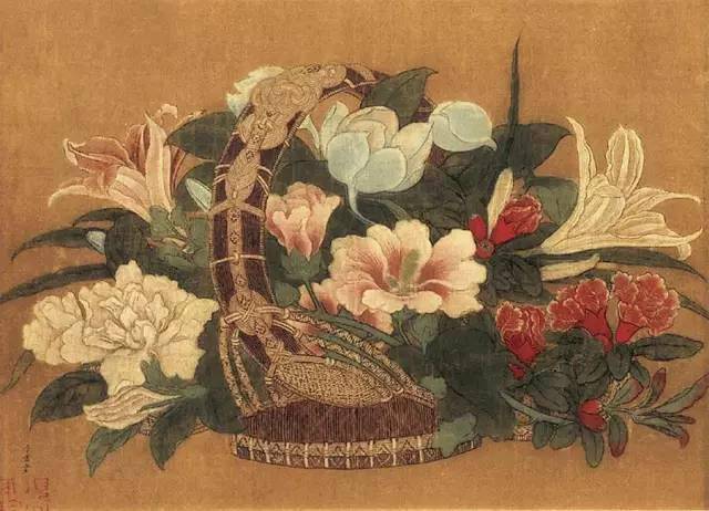 《花篮图页》 南宋 李嵩 绢本设色  19.1cm×26.5cm