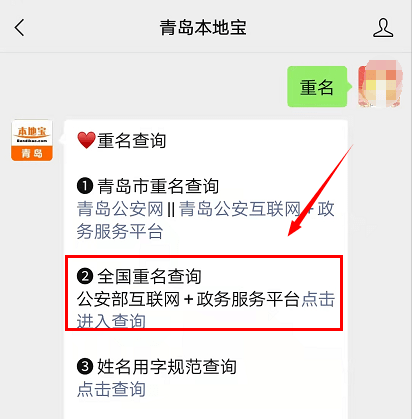 点击 【全国重名查询入口】即可进入查询系统