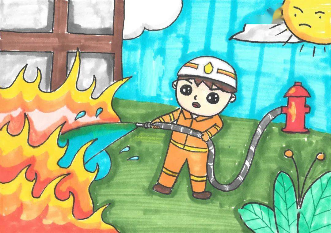 森林消防员儿童画图片