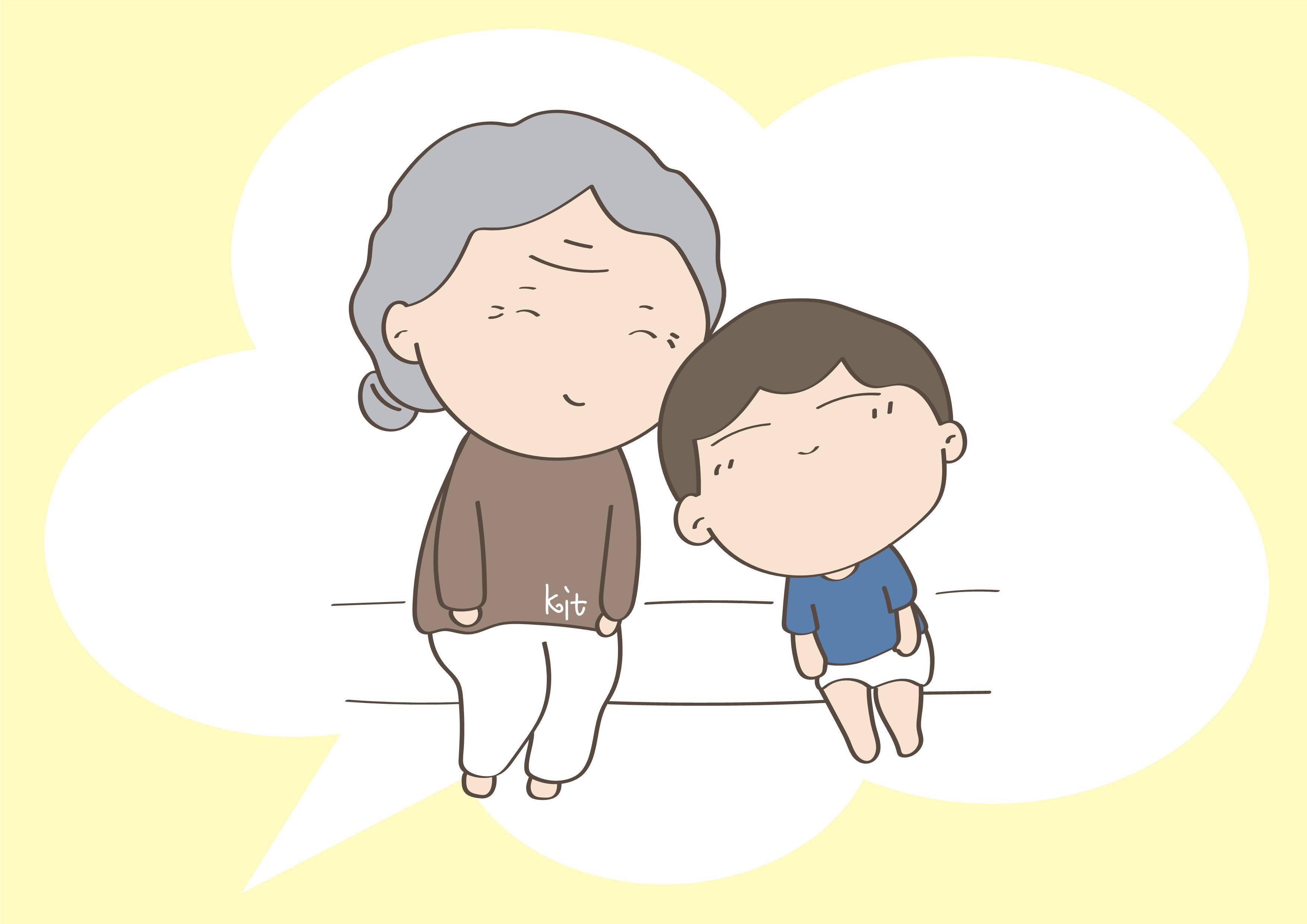 奶奶和孩子 卡通图片图片