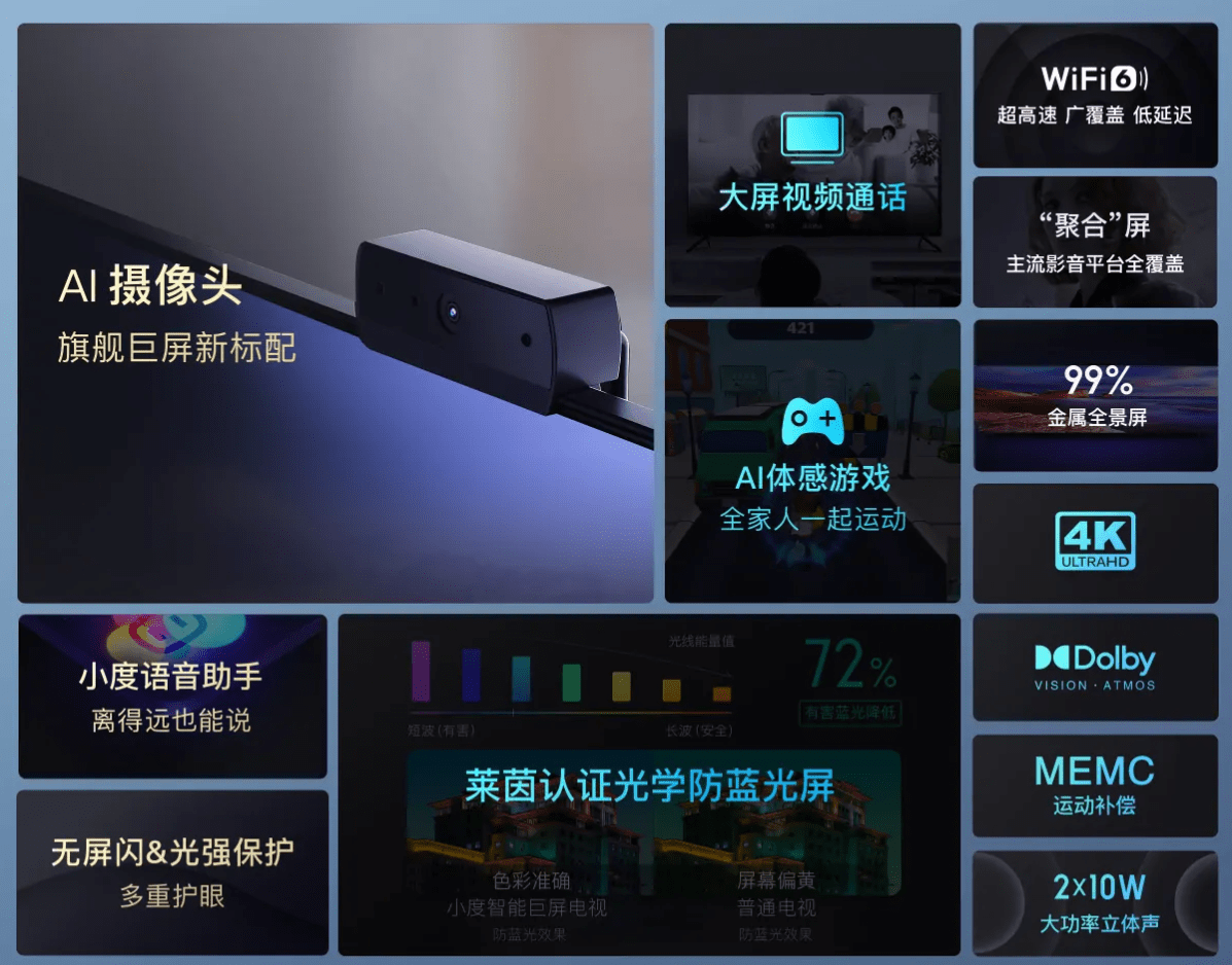 杜比|小度智能摄像头电视 V75 发布：4K分辨率，支持杜比视界