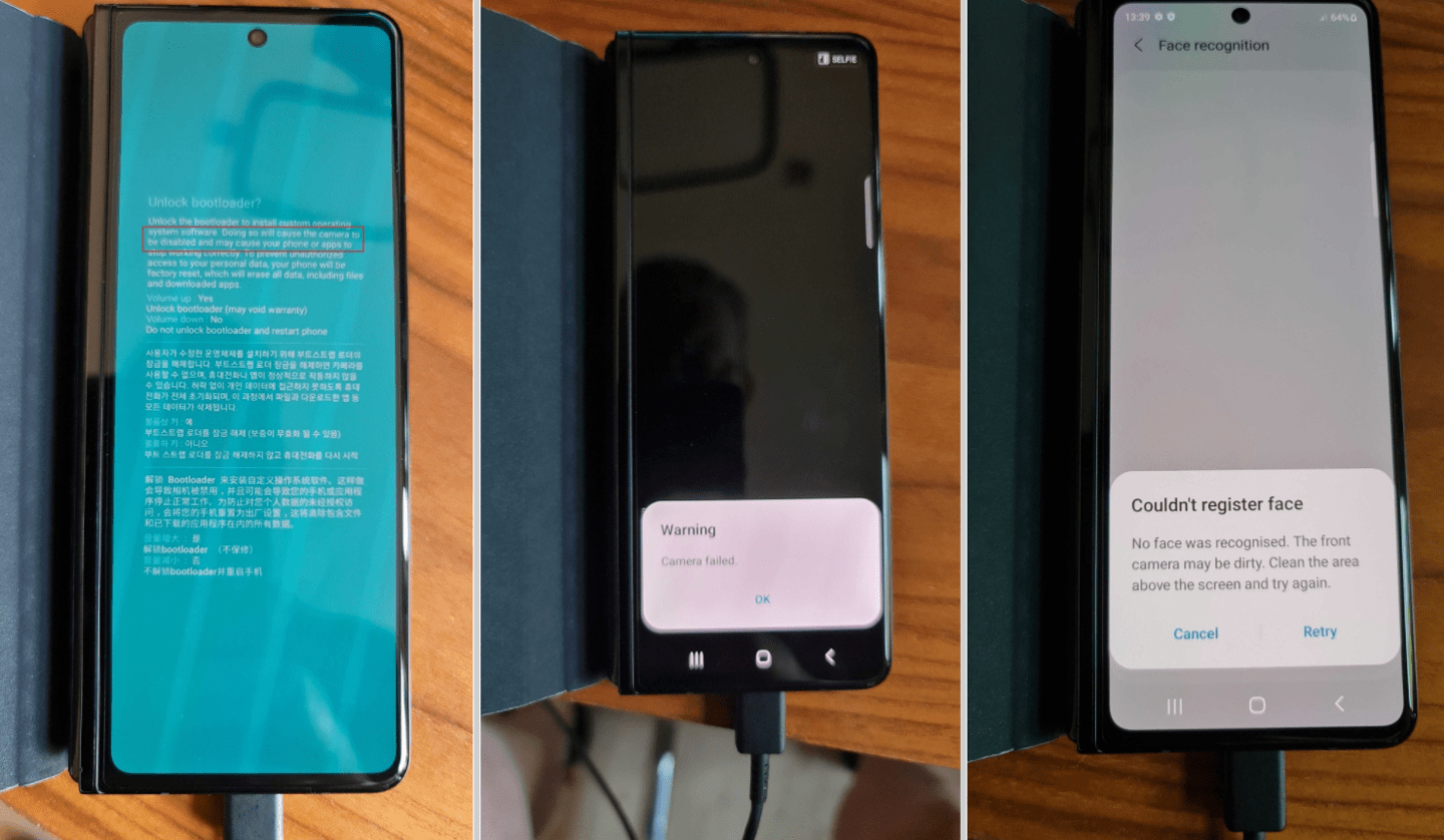 苹果|三星 Galaxy Z Fold3 取消限制，解锁 bootloader 不再禁用相机