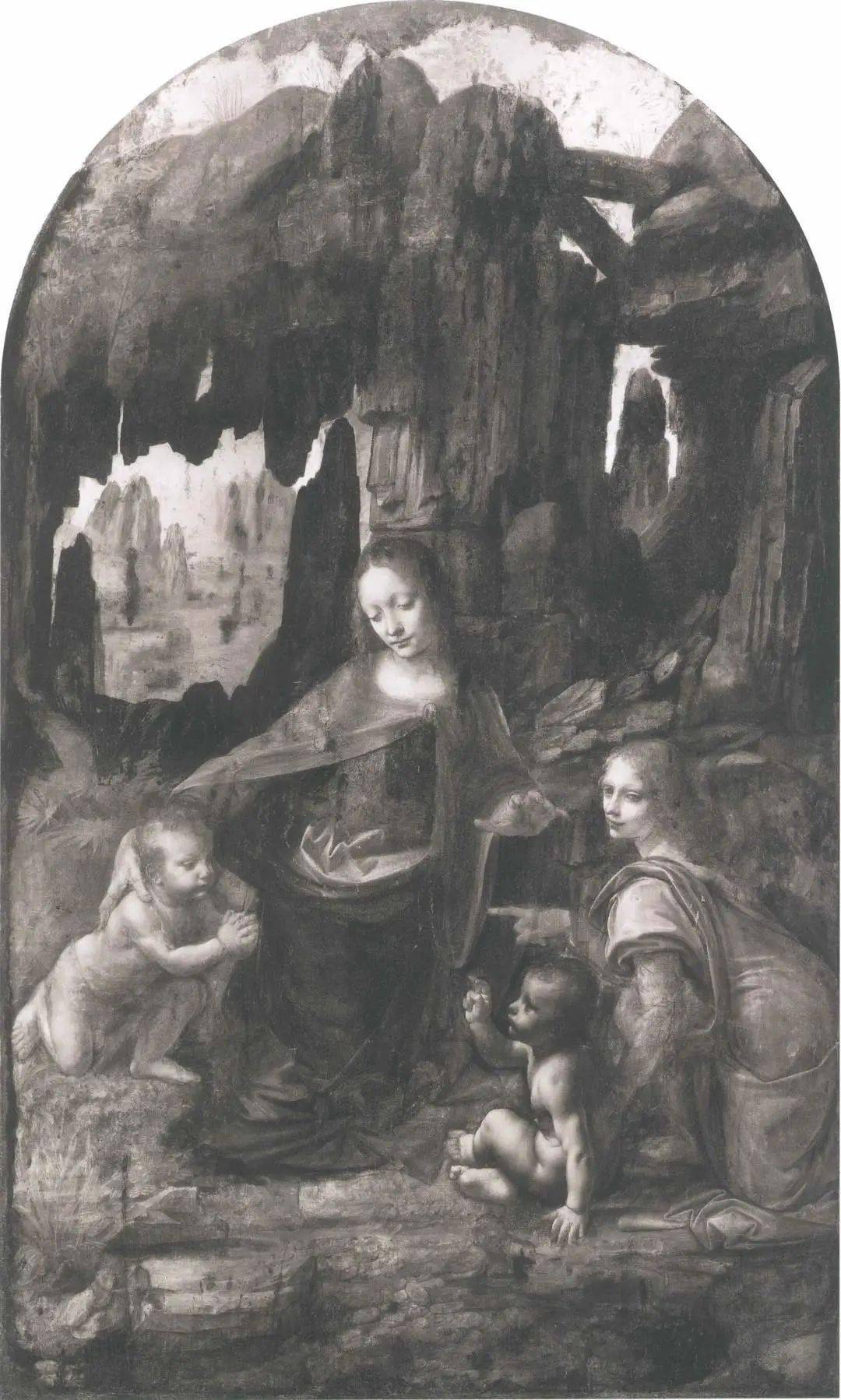 达61芬奇 伦敦版《岩间圣母》局部:耶稣悬置在深渊上空达61芬奇