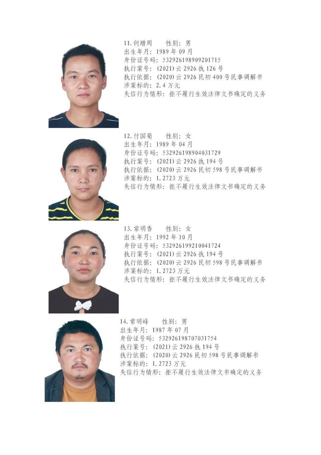 南涧县人民法院曝光一批失信被执行人名单,涉及这51人_对话框_大理