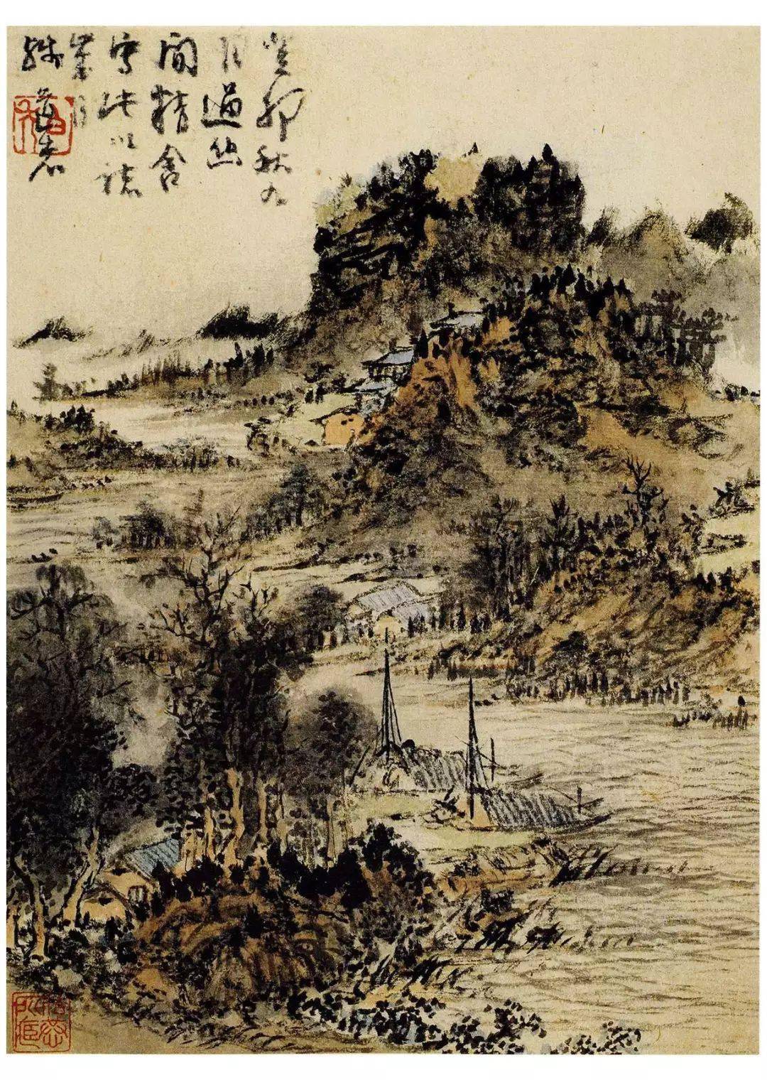 髡残山水册页笔墨高古