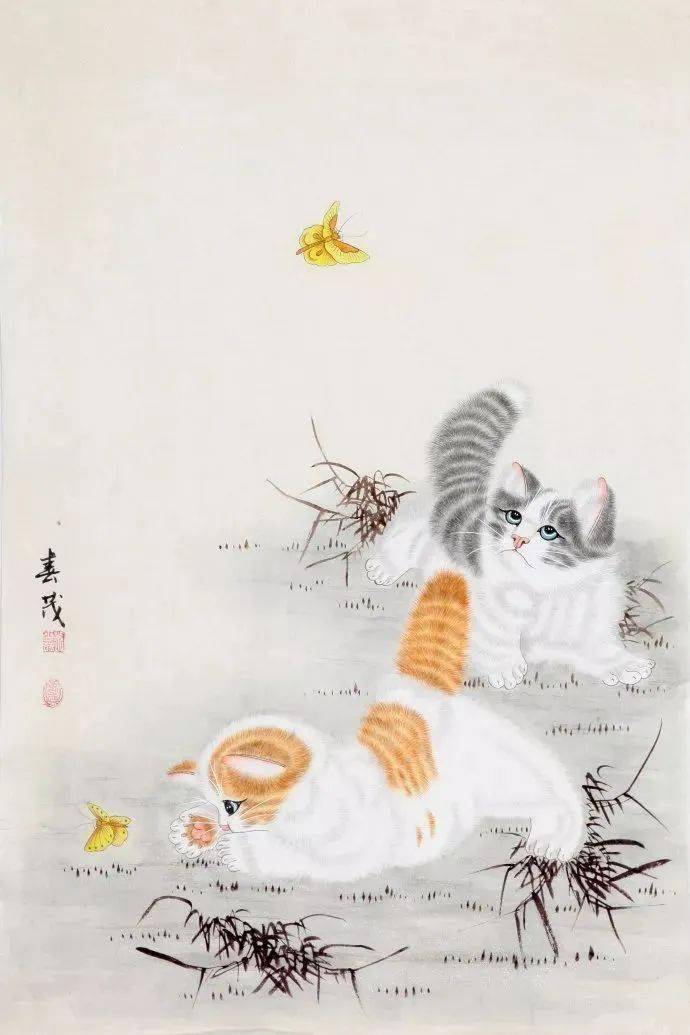 米春茂工笔画猫欣赏太萌了