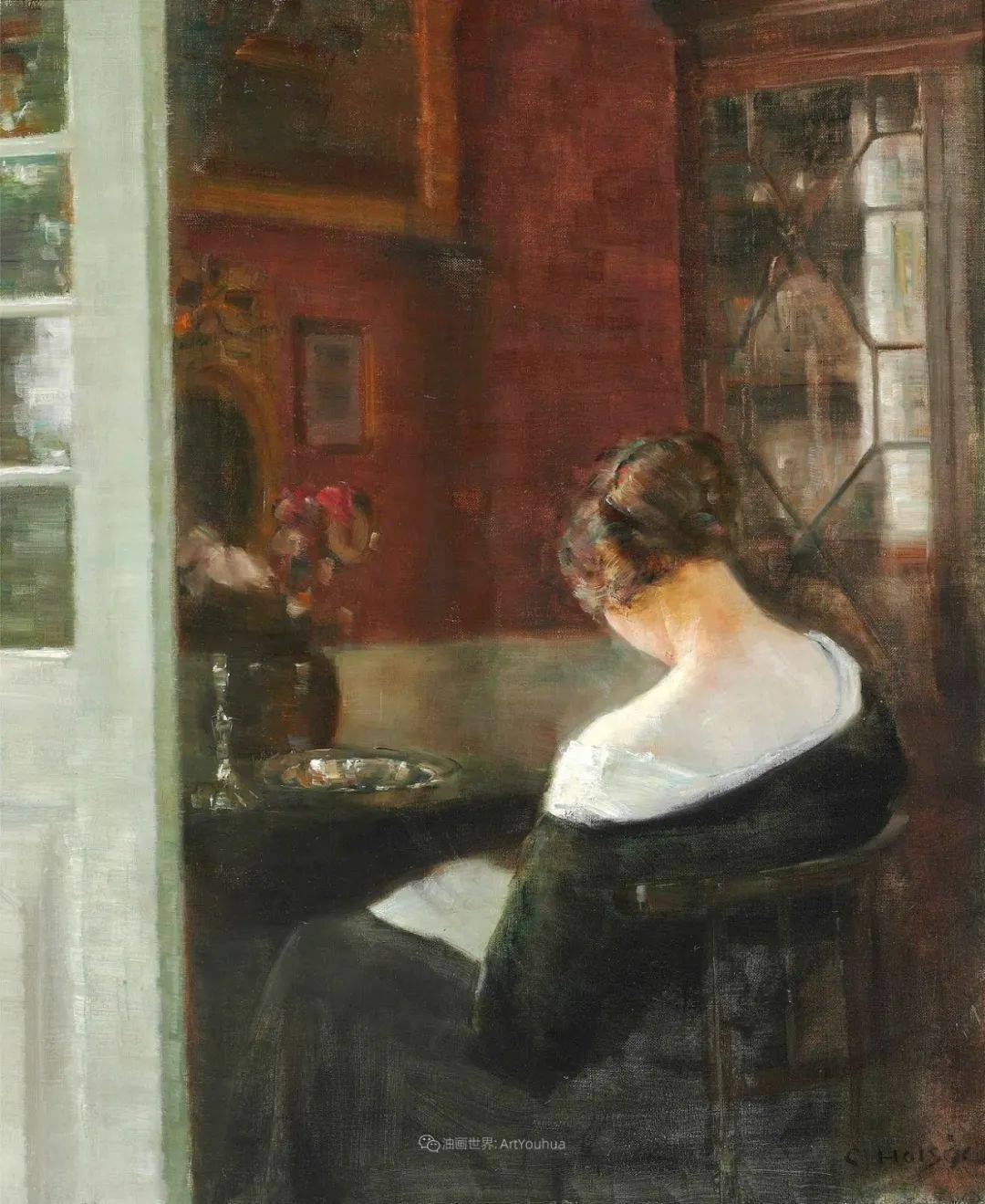 油画里安静的女子~丹麦画家卡尔·维尔赫姆·霍尔索油画作品欣赏