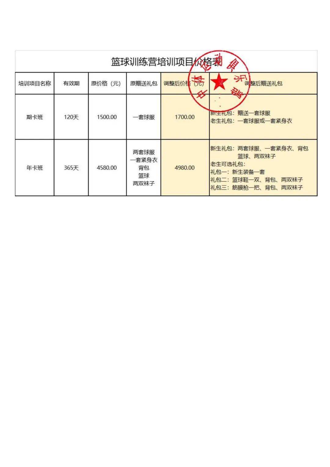 培训机构调价通知图片