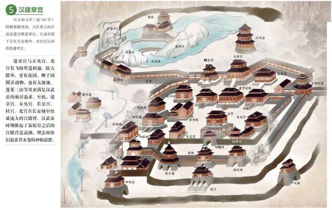 标注建筑定位帮助读者快速清晰获取古籍知识▼书中的大明宫复原彩图