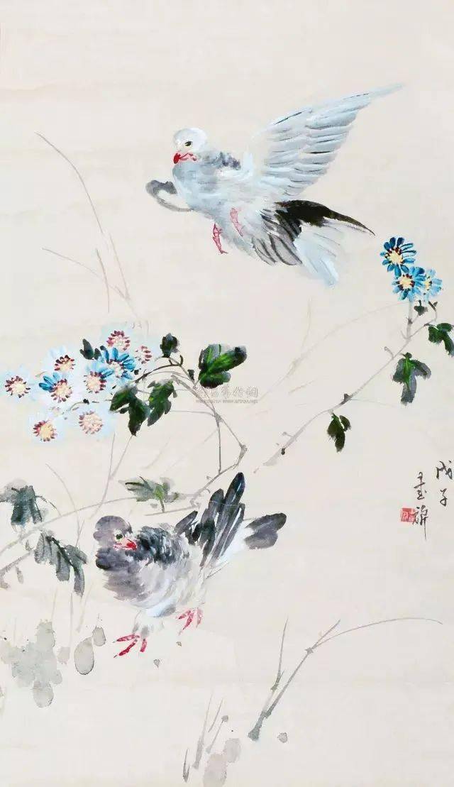 张书旗画鸽
