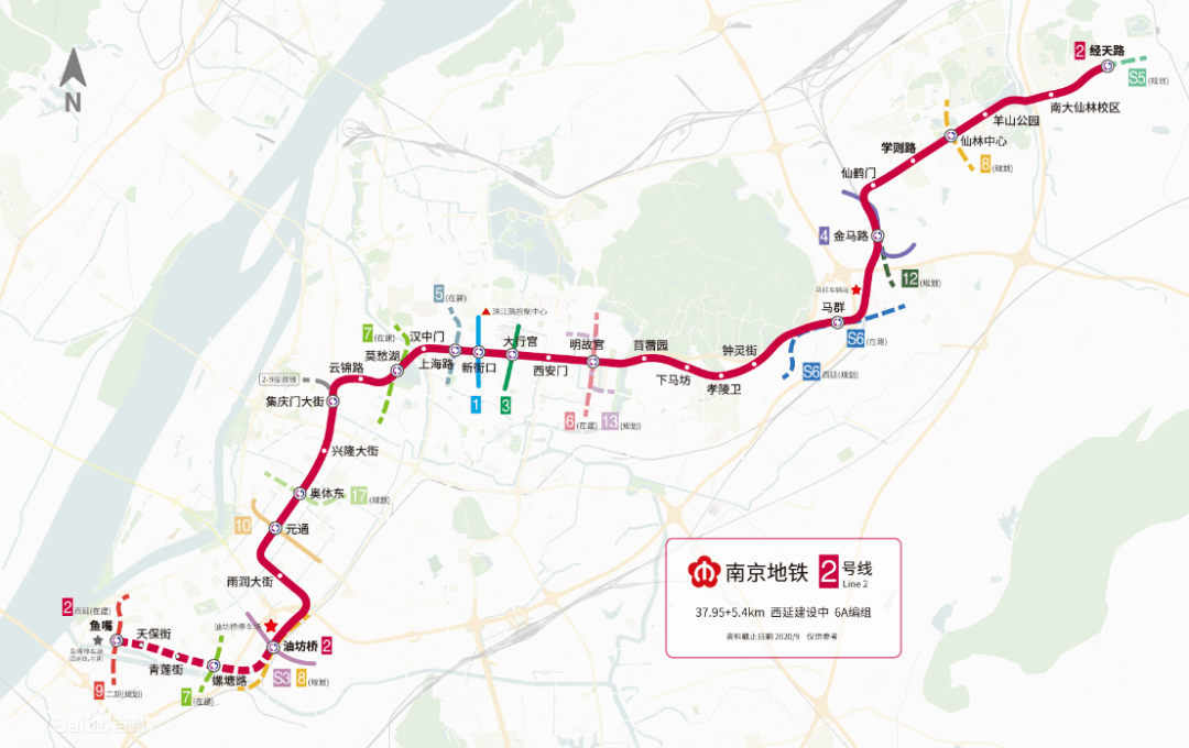 南京2号线西延线路图图片