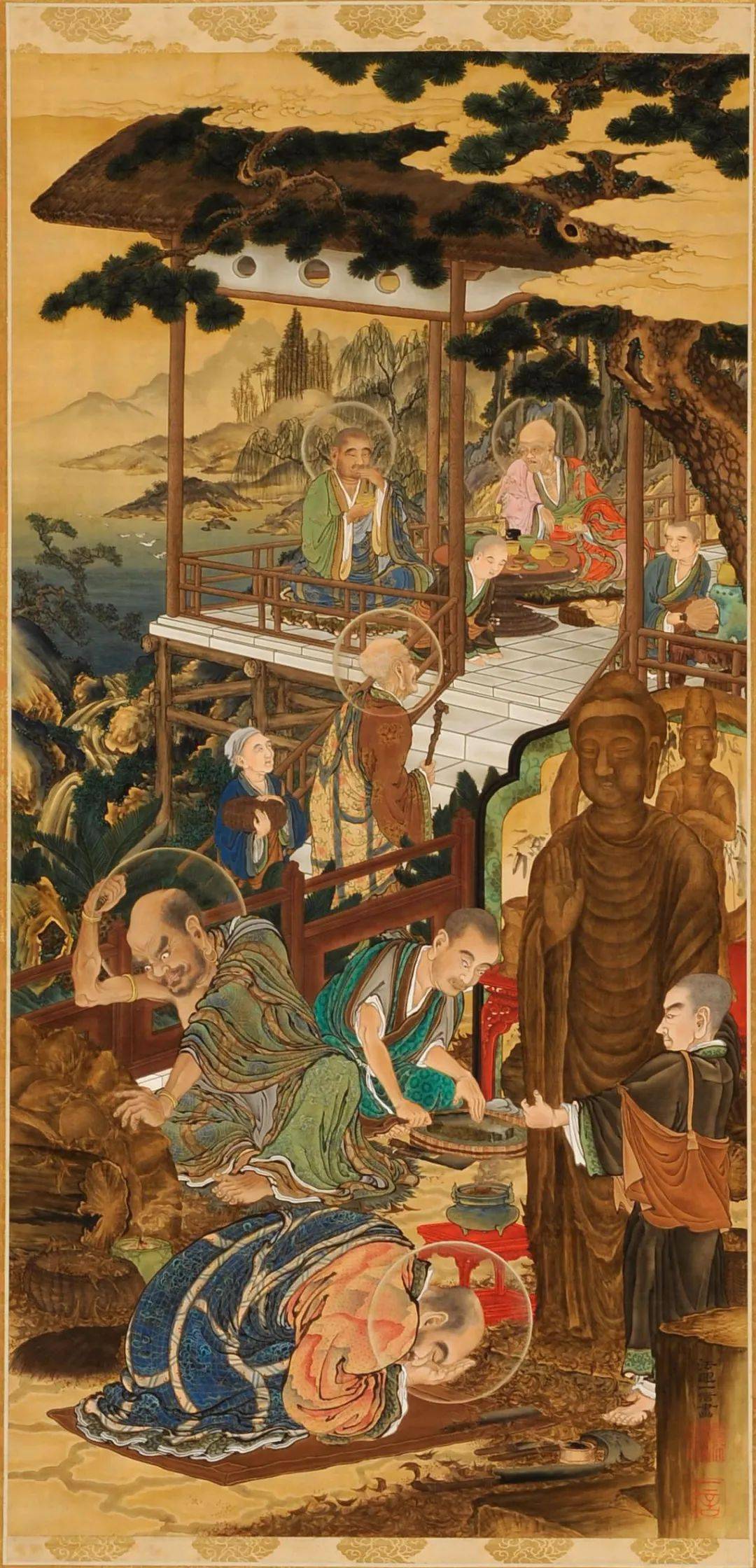 一信的《五百罗汉图》_芥子园_画谱_中国画