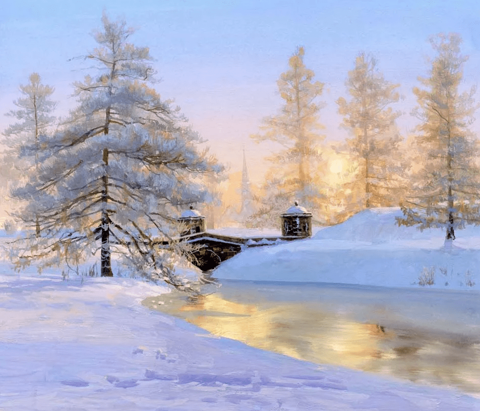 冬天的画大全 景色图片