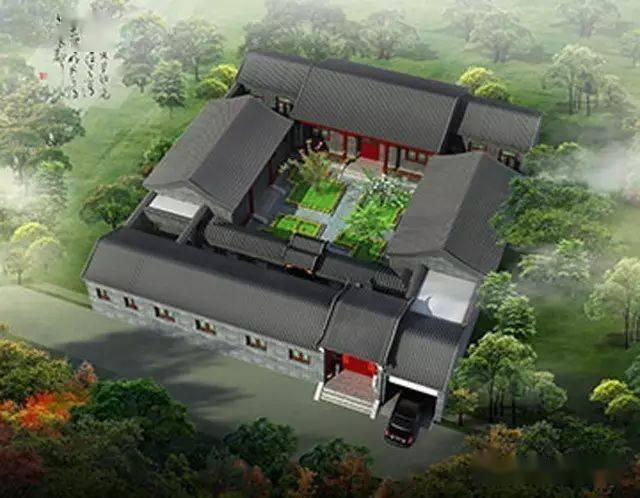 四合院仿古建筑农村小型四合院别墅设计案例赏析