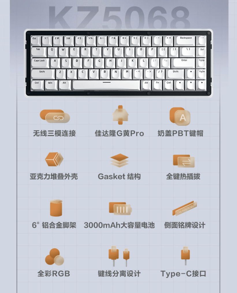 Gasket|雷神首款客制化机械键盘【粒子】上市：Gasket 结构，599 元