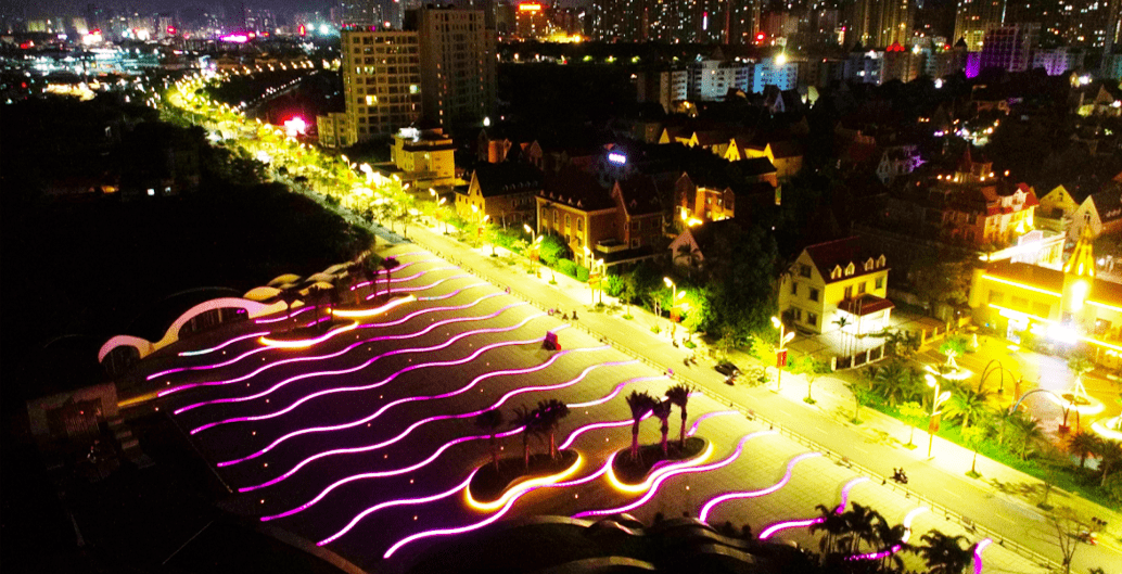 漯河银滩公园灯光秀图片