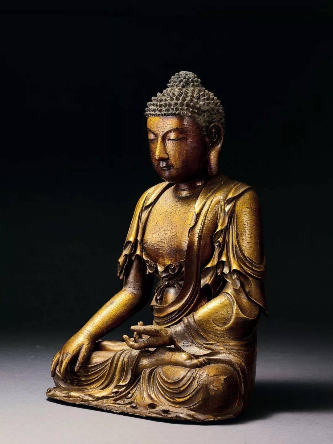 仏教美術　仏像　観音像　仏　中国　唐物　木彫り　木調　骨董　古美術 中国美術 時代物・木彫・塗漆金 彫観音仏坐像・唐物・中国古玩・仏教