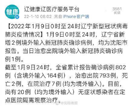 疫情|1月9日0时至24时 辽宁新型冠状病毒肺炎疫情情况无本土新增