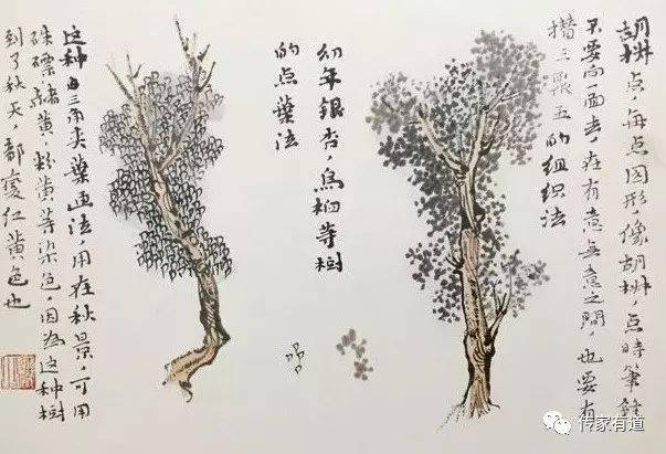 陆俨少课徒画稿树法篇