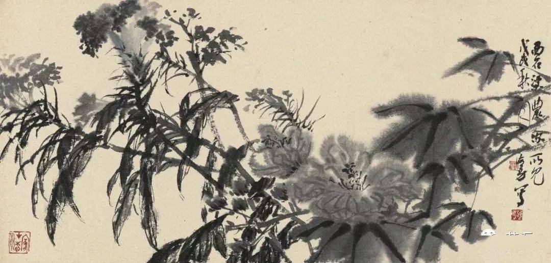 《西石梁农家所见》75cm x 35cm 纸本水墨2018年《秋雨亦如酥》178cm