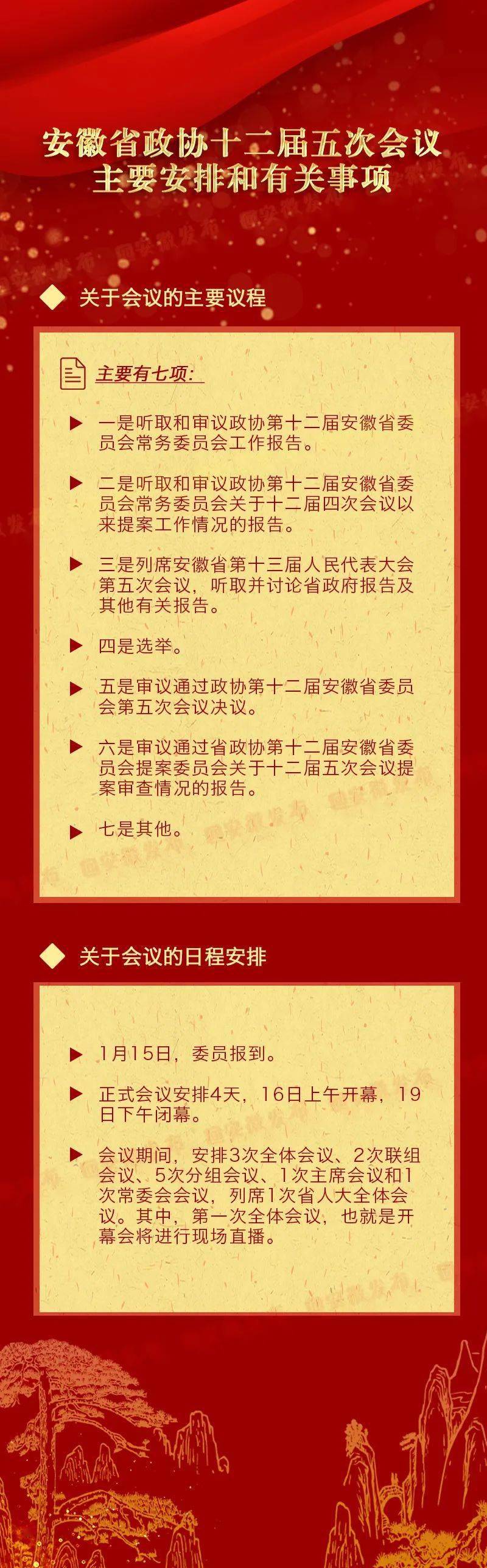 安徽即将进入两会时间会议议程日程安排公布