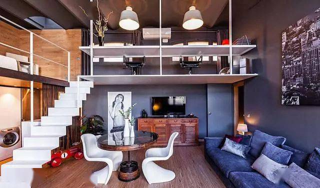 60平loft裸砖 木质暖调工业风,楼梯薄如白纸!_案例_宝典_装修