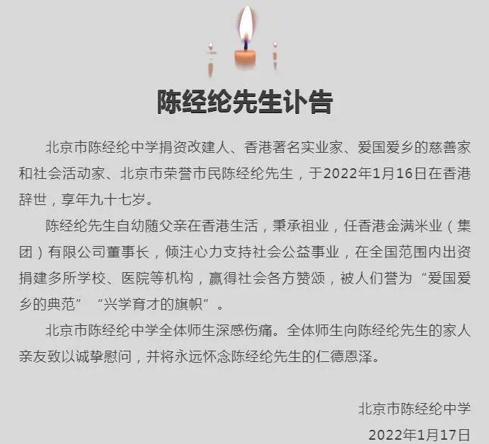 陈经纶逝世 香港著名实业家陈经纶逝世 北京市 先生 陈经纶逝世 香港著名实业家陈经纶逝世 北京市 先生