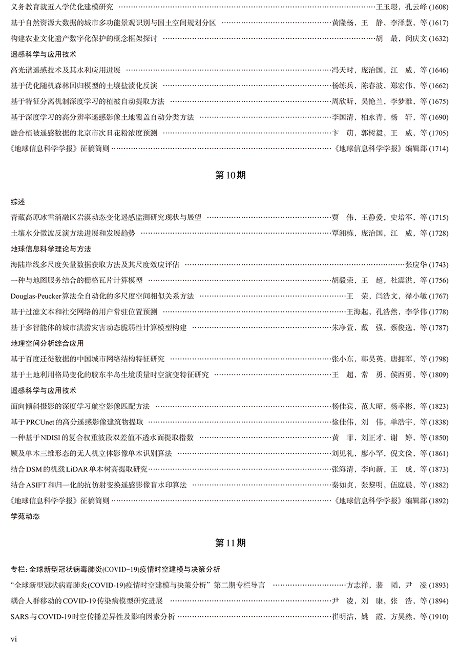 期刊目录地球信息科学学报回望2021你好2022